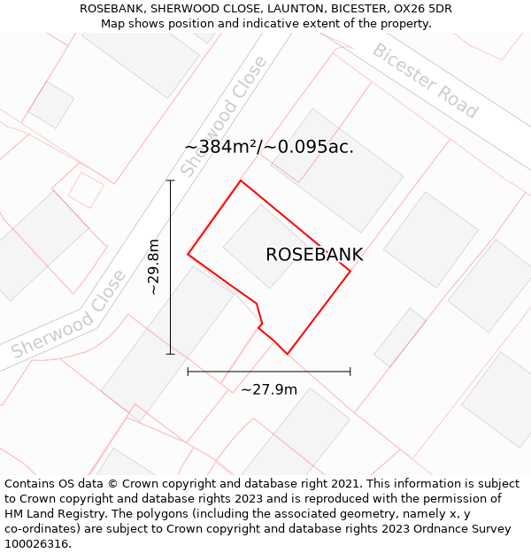 ROSEBANK, SHERWOOD CLOSE, LAUNTON, BICESTER, OX26 5DR: Plot and title map