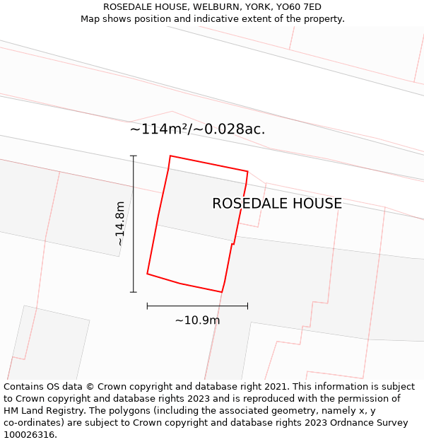 ROSEDALE HOUSE, WELBURN, YORK, YO60 7ED: Plot and title map