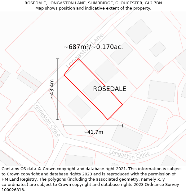 ROSEDALE, LONGASTON LANE, SLIMBRIDGE, GLOUCESTER, GL2 7BN: Plot and title map