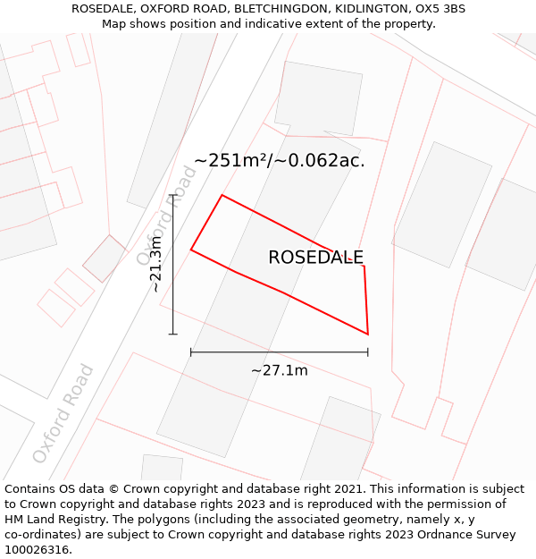 ROSEDALE, OXFORD ROAD, BLETCHINGDON, KIDLINGTON, OX5 3BS: Plot and title map