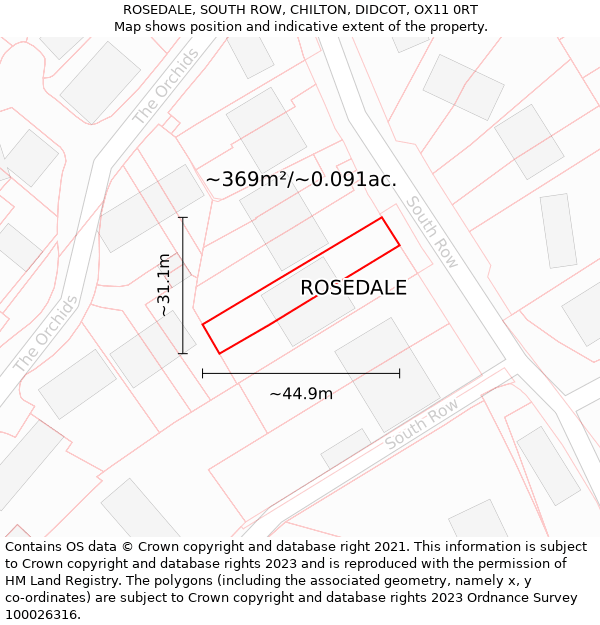 ROSEDALE, SOUTH ROW, CHILTON, DIDCOT, OX11 0RT: Plot and title map