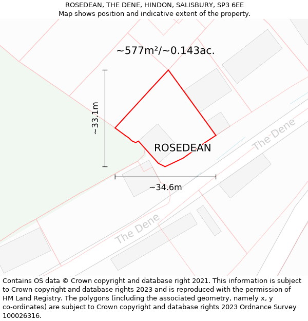 ROSEDEAN, THE DENE, HINDON, SALISBURY, SP3 6EE: Plot and title map