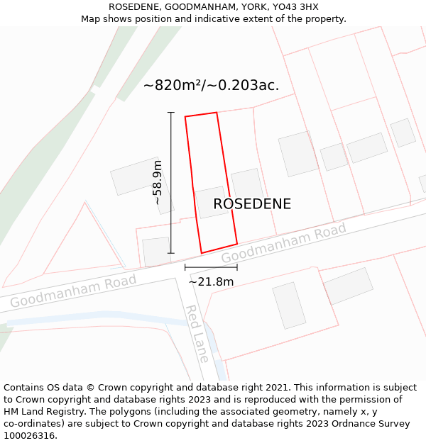 ROSEDENE, GOODMANHAM, YORK, YO43 3HX: Plot and title map