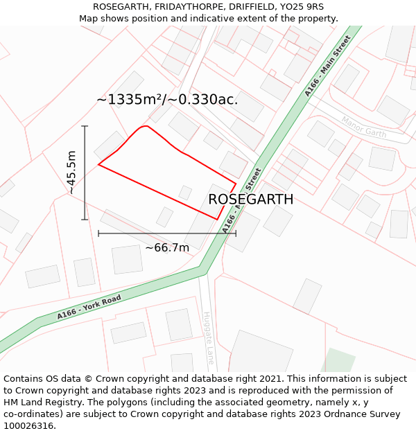 ROSEGARTH, FRIDAYTHORPE, DRIFFIELD, YO25 9RS: Plot and title map