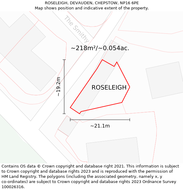 ROSELEIGH, DEVAUDEN, CHEPSTOW, NP16 6PE: Plot and title map