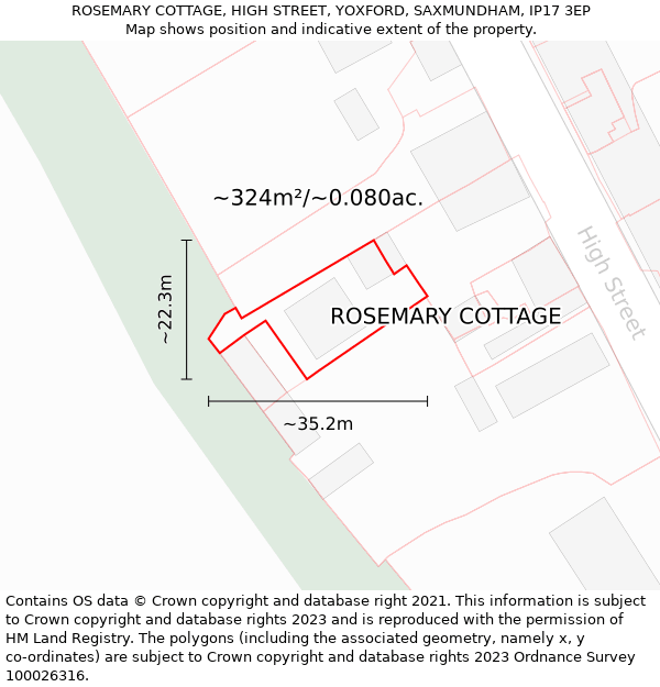 ROSEMARY COTTAGE, HIGH STREET, YOXFORD, SAXMUNDHAM, IP17 3EP: Plot and title map