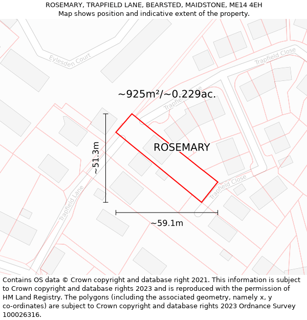 ROSEMARY, TRAPFIELD LANE, BEARSTED, MAIDSTONE, ME14 4EH: Plot and title map