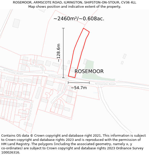 ROSEMOOR, ARMSCOTE ROAD, ILMINGTON, SHIPSTON-ON-STOUR, CV36 4LL: Plot and title map