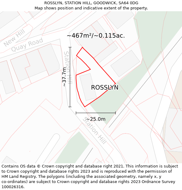 ROSSLYN, STATION HILL, GOODWICK, SA64 0DG: Plot and title map