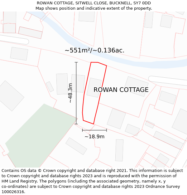 ROWAN COTTAGE, SITWELL CLOSE, BUCKNELL, SY7 0DD: Plot and title map