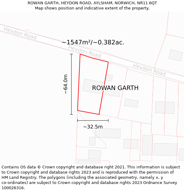 ROWAN GARTH, HEYDON ROAD, AYLSHAM, NORWICH, NR11 6QT: Plot and title map