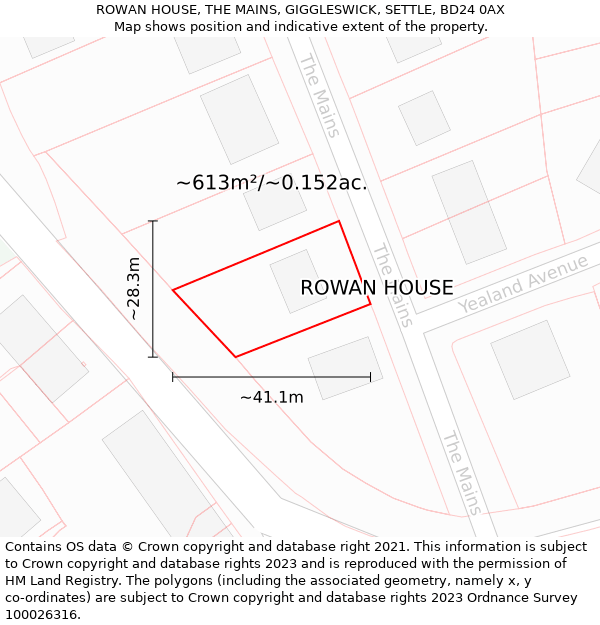 ROWAN HOUSE, THE MAINS, GIGGLESWICK, SETTLE, BD24 0AX: Plot and title map