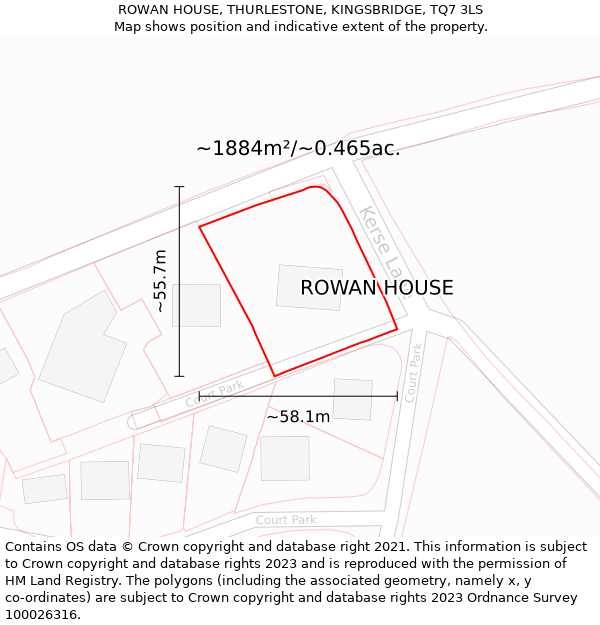 ROWAN HOUSE, THURLESTONE, KINGSBRIDGE, TQ7 3LS: Plot and title map
