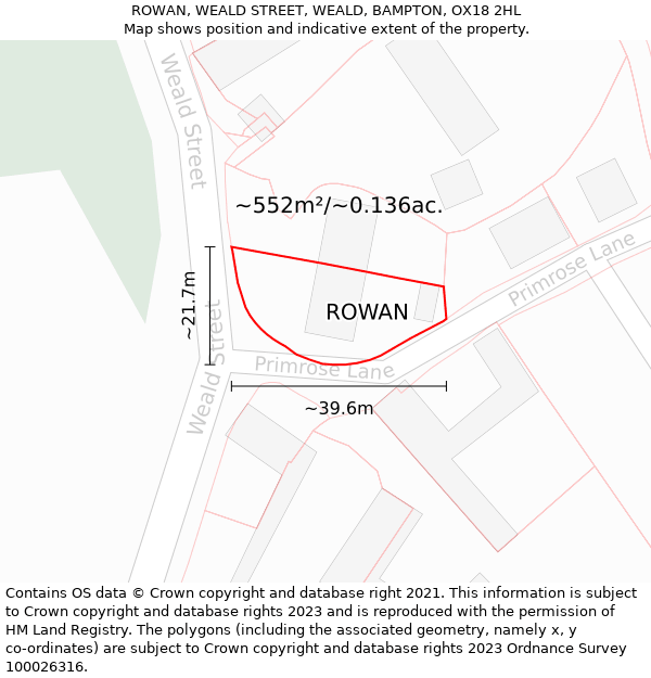 ROWAN, WEALD STREET, WEALD, BAMPTON, OX18 2HL: Plot and title map