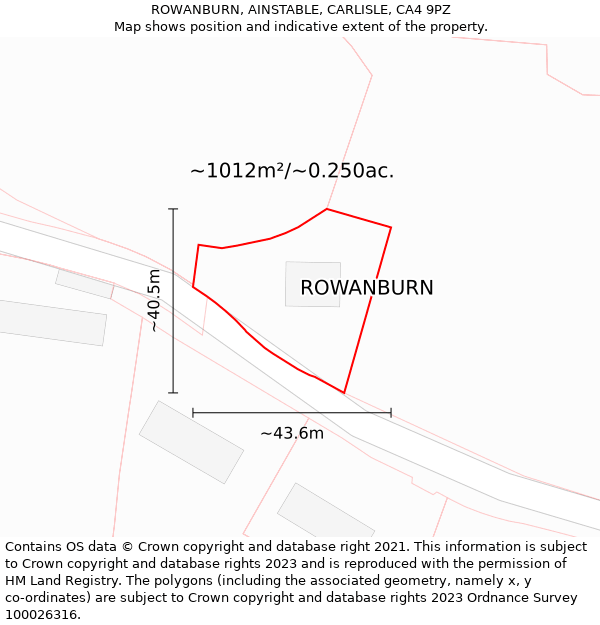 ROWANBURN, AINSTABLE, CARLISLE, CA4 9PZ: Plot and title map