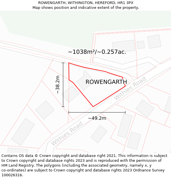 ROWENGARTH, WITHINGTON, HEREFORD, HR1 3PX: Plot and title map