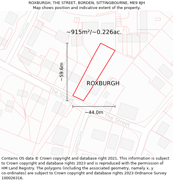 ROXBURGH, THE STREET, BORDEN, SITTINGBOURNE, ME9 8JH: Plot and title map