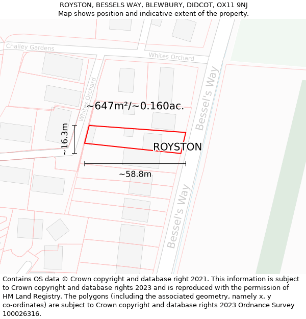 ROYSTON, BESSELS WAY, BLEWBURY, DIDCOT, OX11 9NJ: Plot and title map