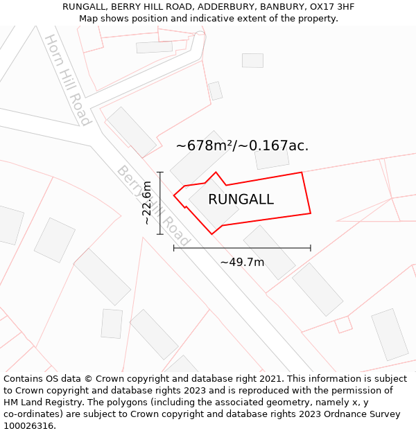 RUNGALL, BERRY HILL ROAD, ADDERBURY, BANBURY, OX17 3HF: Plot and title map