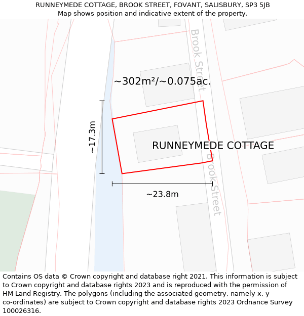 RUNNEYMEDE COTTAGE, BROOK STREET, FOVANT, SALISBURY, SP3 5JB: Plot and title map