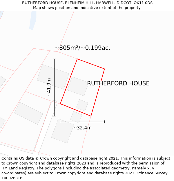 RUTHERFORD HOUSE, BLENHEIM HILL, HARWELL, DIDCOT, OX11 0DS: Plot and title map