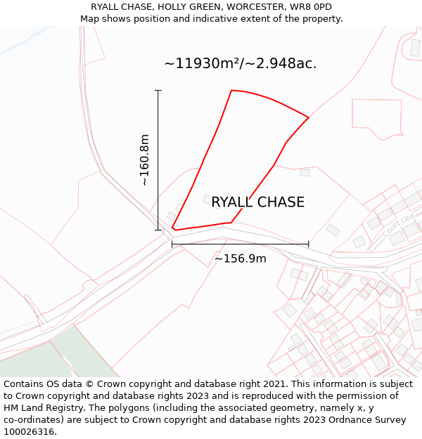 RYALL CHASE, HOLLY GREEN, WORCESTER, WR8 0PD: Plot and title map