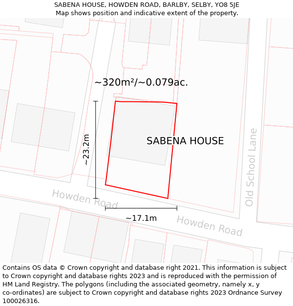 SABENA HOUSE, HOWDEN ROAD, BARLBY, SELBY, YO8 5JE: Plot and title map