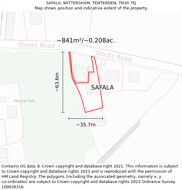 SAFALA, WITTERSHAM, TENTERDEN, TN30 7EJ: Plot and title map