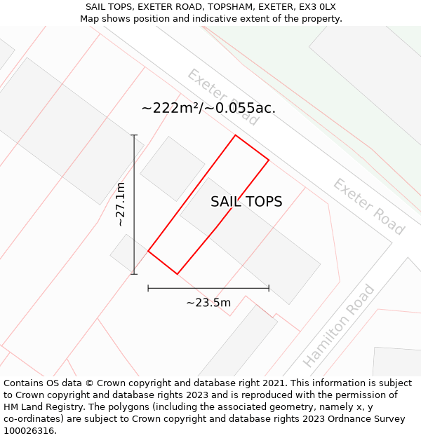 SAIL TOPS, EXETER ROAD, TOPSHAM, EXETER, EX3 0LX: Plot and title map