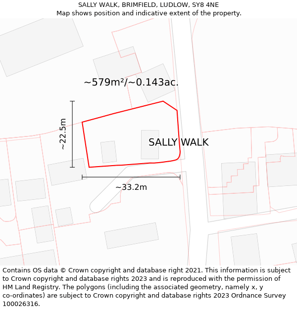 SALLY WALK, BRIMFIELD, LUDLOW, SY8 4NE: Plot and title map