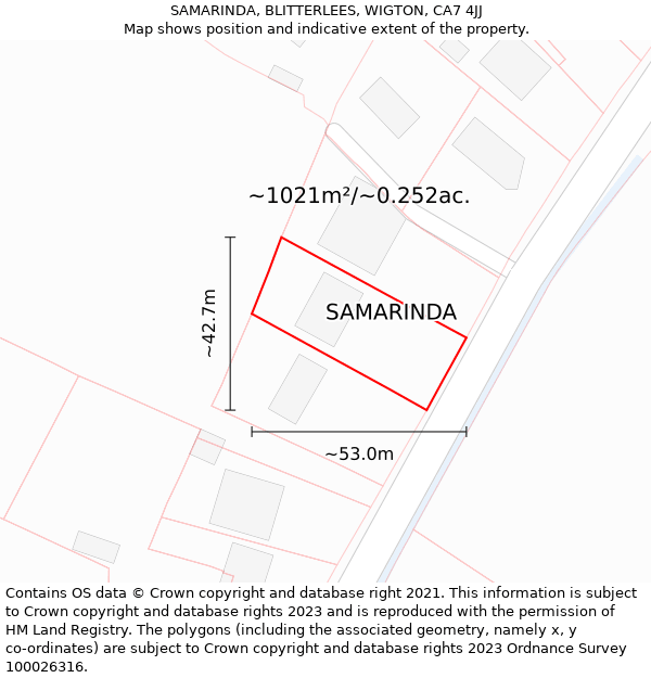 SAMARINDA, BLITTERLEES, WIGTON, CA7 4JJ: Plot and title map