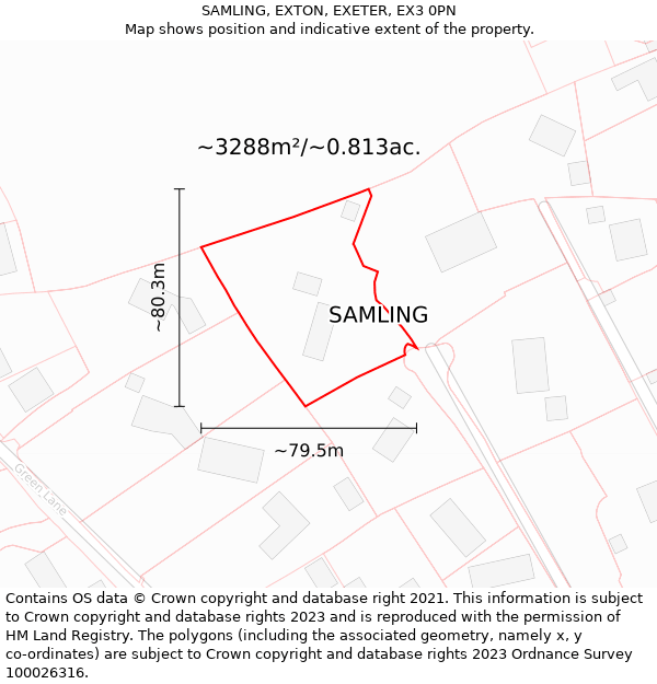 SAMLING, EXTON, EXETER, EX3 0PN: Plot and title map