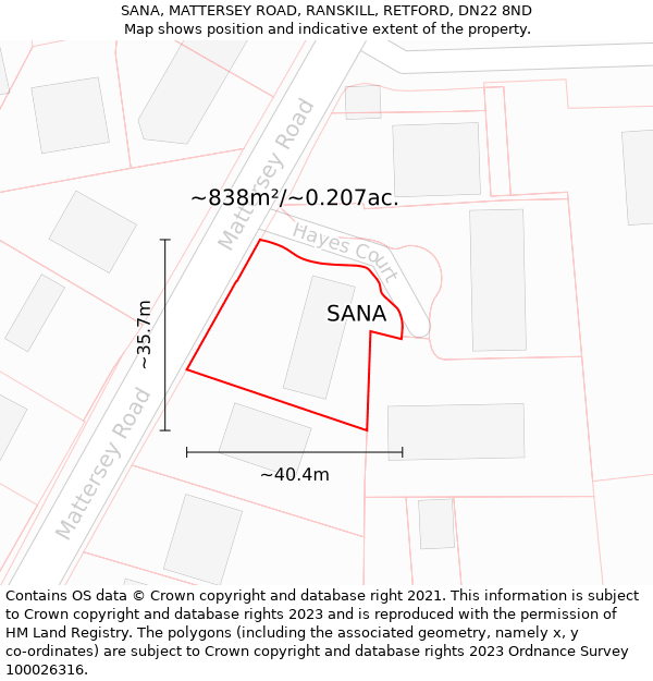 SANA, MATTERSEY ROAD, RANSKILL, RETFORD, DN22 8ND: Plot and title map