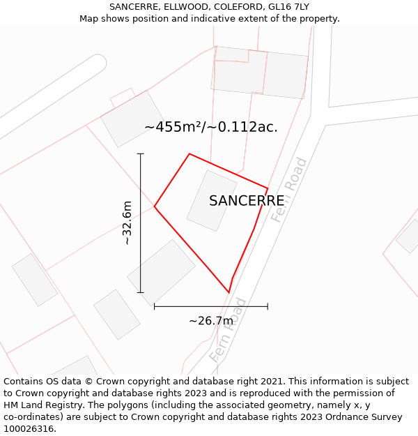 SANCERRE, ELLWOOD, COLEFORD, GL16 7LY: Plot and title map