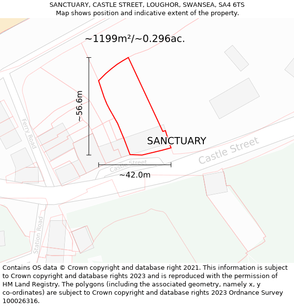 SANCTUARY, CASTLE STREET, LOUGHOR, SWANSEA, SA4 6TS: Plot and title map