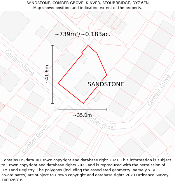 SANDSTONE, COMBER GROVE, KINVER, STOURBRIDGE, DY7 6EN: Plot and title map