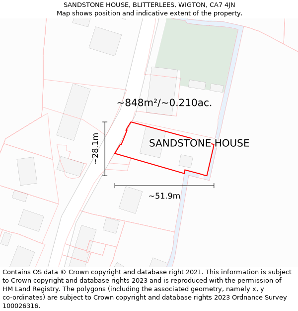 SANDSTONE HOUSE, BLITTERLEES, WIGTON, CA7 4JN: Plot and title map