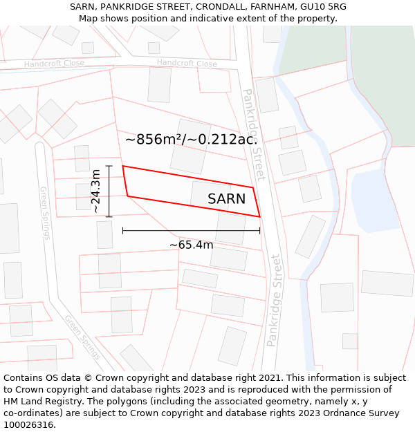 SARN, PANKRIDGE STREET, CRONDALL, FARNHAM, GU10 5RG: Plot and title map