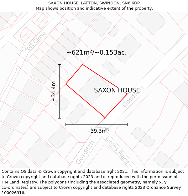 SAXON HOUSE, LATTON, SWINDON, SN6 6DP: Plot and title map