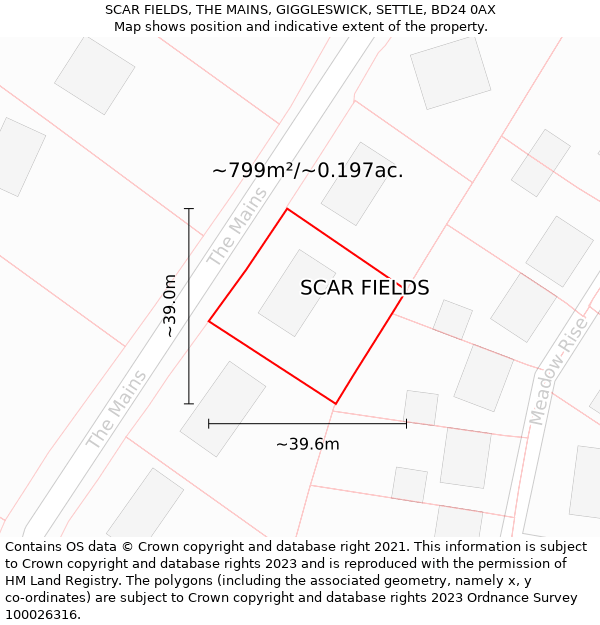 SCAR FIELDS, THE MAINS, GIGGLESWICK, SETTLE, BD24 0AX: Plot and title map