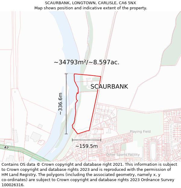 SCAURBANK, LONGTOWN, CARLISLE, CA6 5NX: Plot and title map