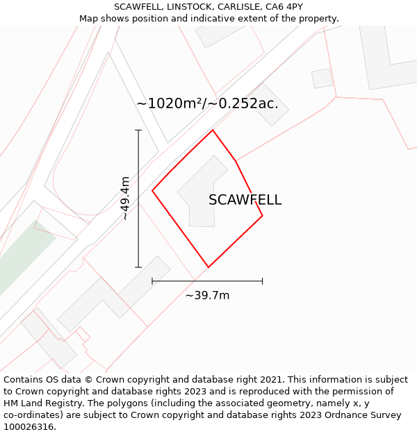 SCAWFELL, LINSTOCK, CARLISLE, CA6 4PY: Plot and title map