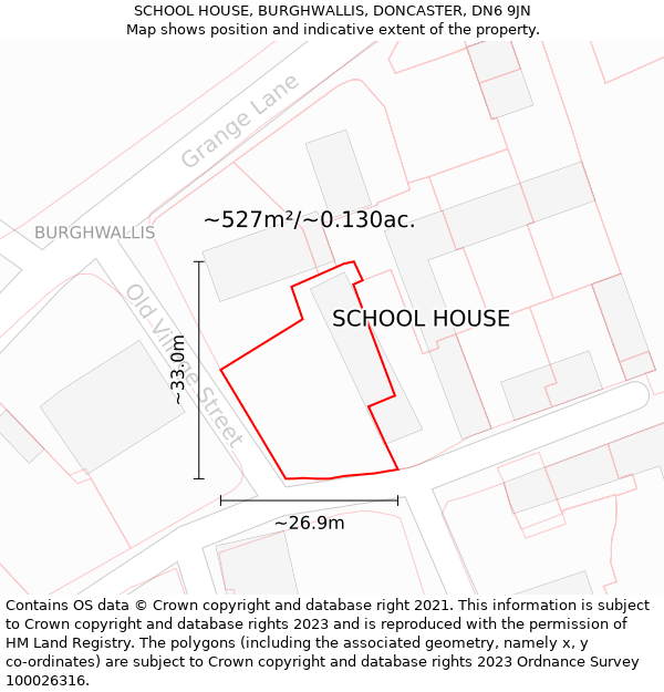 SCHOOL HOUSE, BURGHWALLIS, DONCASTER, DN6 9JN: Plot and title map