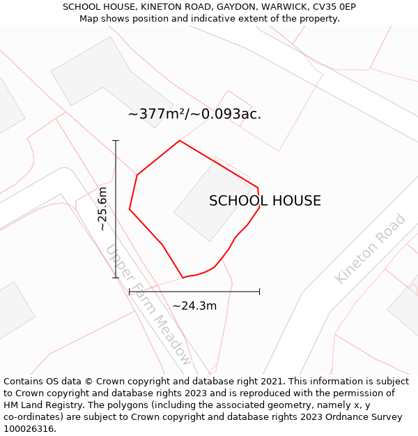 SCHOOL HOUSE, KINETON ROAD, GAYDON, WARWICK, CV35 0EP: Plot and title map