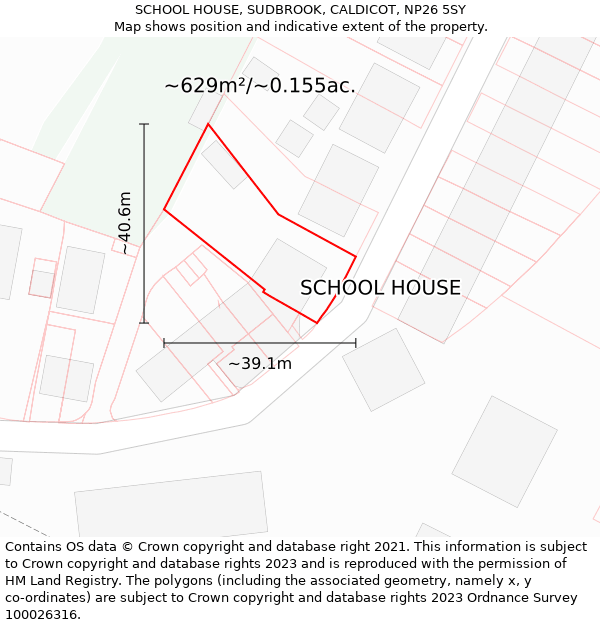SCHOOL HOUSE, SUDBROOK, CALDICOT, NP26 5SY: Plot and title map