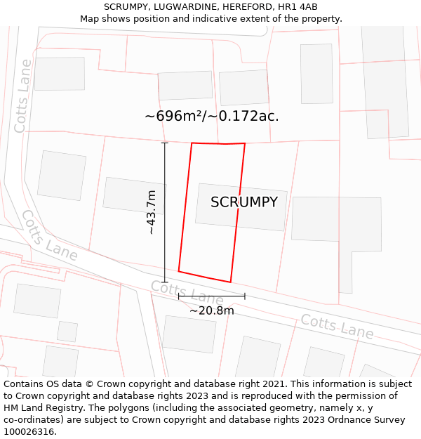 SCRUMPY, LUGWARDINE, HEREFORD, HR1 4AB: Plot and title map