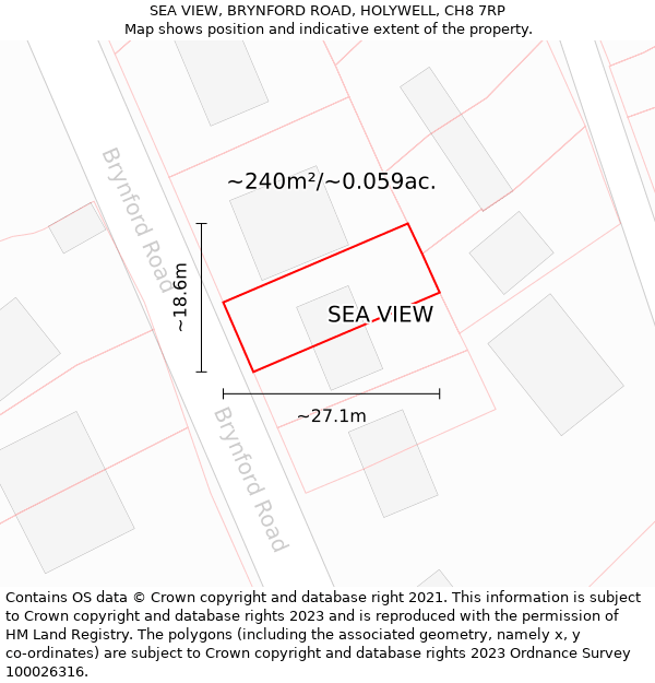 SEA VIEW, BRYNFORD ROAD, HOLYWELL, CH8 7RP: Plot and title map