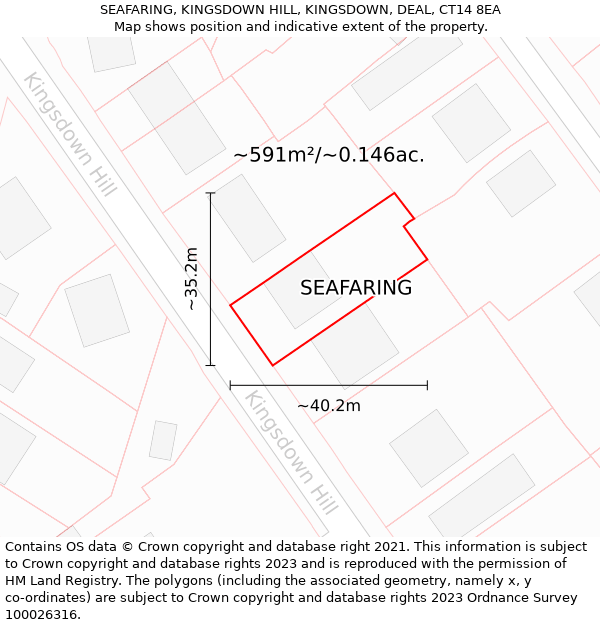 SEAFARING, KINGSDOWN HILL, KINGSDOWN, DEAL, CT14 8EA: Plot and title map