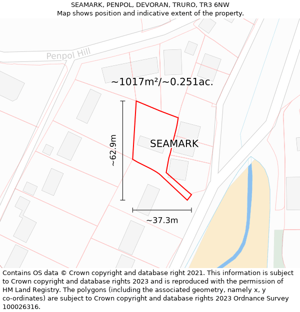 SEAMARK, PENPOL, DEVORAN, TRURO, TR3 6NW: Plot and title map