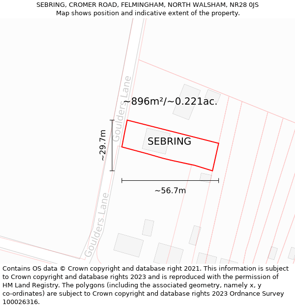 SEBRING, CROMER ROAD, FELMINGHAM, NORTH WALSHAM, NR28 0JS: Plot and title map